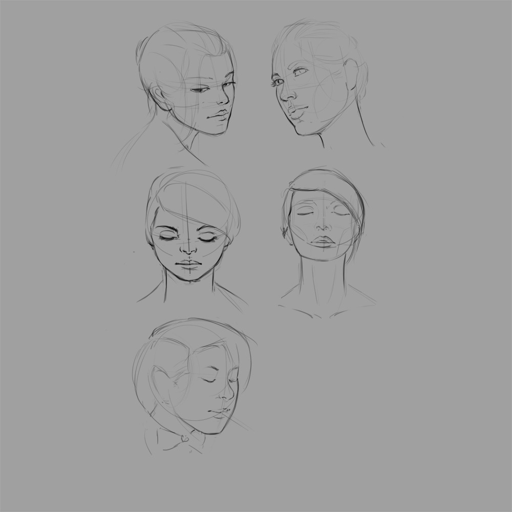 practiced faces, the lineart was from reference the drow pics were the try to apply