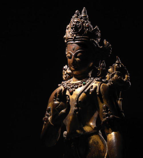 A gilt copper image of Maitreya, Nepal