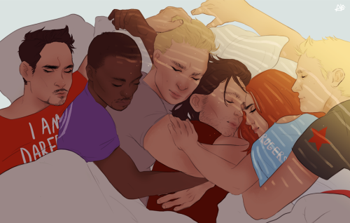 bourbonss:Can we just skip Civil War and have a Civil Sleepover? Where everyone cuddles with Bucky, 