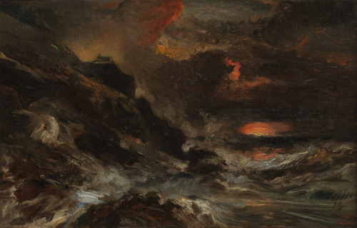 Eugène Isabey (1803–1886)A Storm off the Normandy Coastprobably 1850sOil on paper, laid down on canv