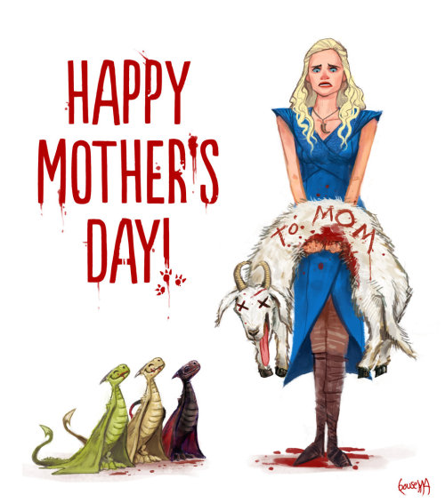 petermorwood:artofthrones:Happy Mother’s Day by JamesBousemaIt’s bad enough when the cat brings some