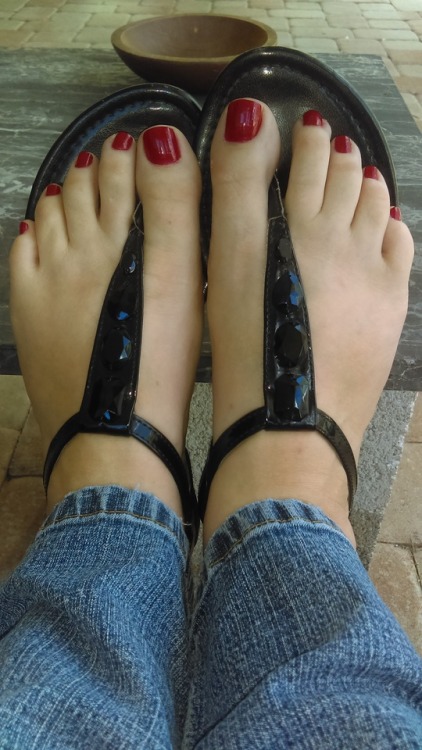 Scarlet toes.