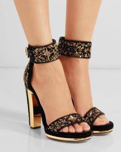 ideservenewshoesblog:  Alexander Queen - Embellished velvet platform sandals 