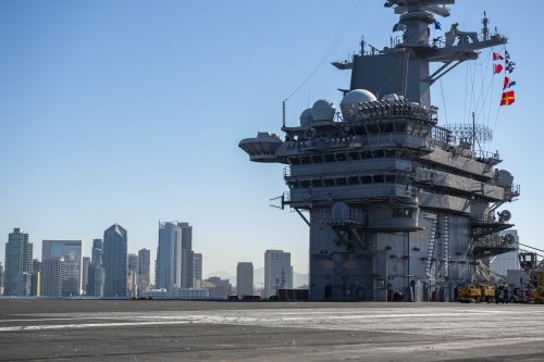 Skylines….SAN DIEGO, CA (October 13, 2020) – United States Navy nuclear-powered aircraft carrier USS