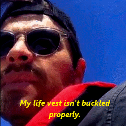 idjitlovespie: Misha trying to fix his life vest [x] 