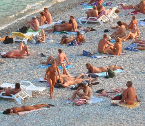 Being active on the nude beach…