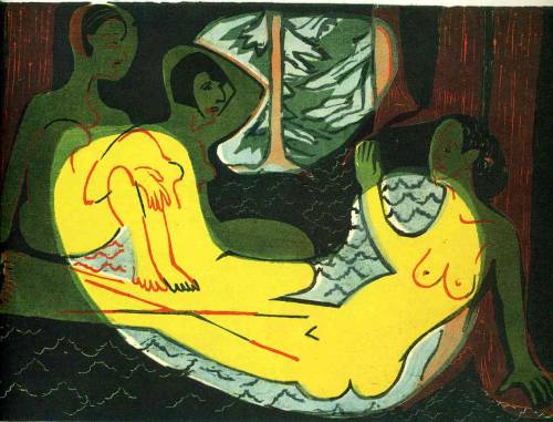 artist-kirchner:Three Nudes in the Forest,