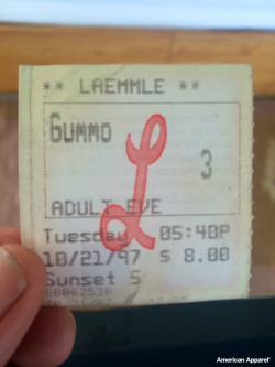 americanapparel:  Old Movie Ticket. Los Angeles,