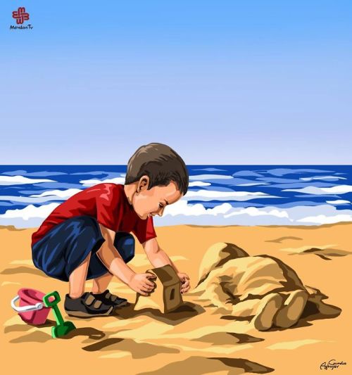 Creative illustrations about Tragic Death Of 3-Year-Old Syrian Refugee - 3 Yaşında ki  Suriyeli