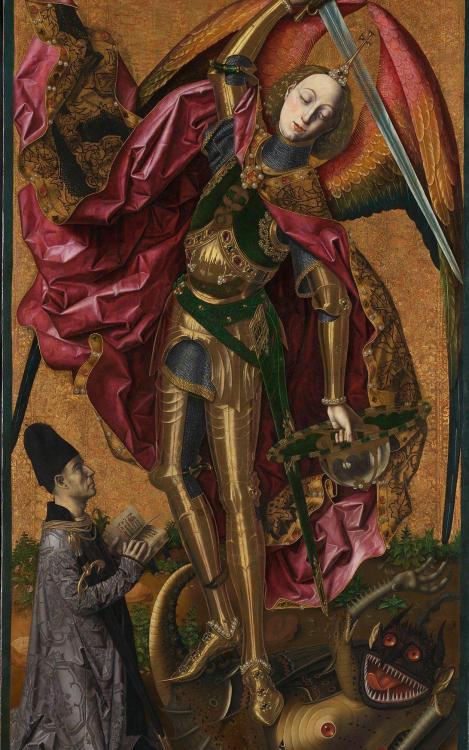 Saint Michael triumphant over the Devil with the Donor Antoni Joan - Bartolome Bermejo (1468)