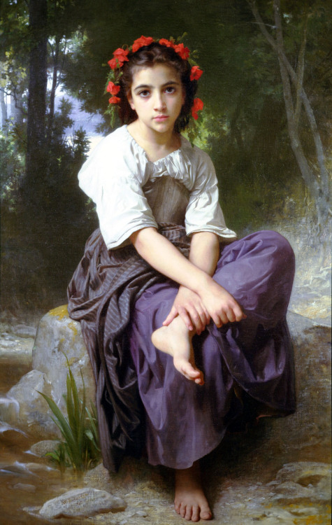 William-Adolphe Bouguereau - Au bord du ruisseau (At the edge of the brook) (1875)