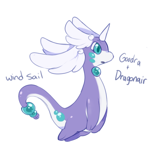 nine-doodles:  I did one of these because these looked fun and yeah I didn’t follow the egg group thing.. Goodra’s structure is slimey and flexible. This makes adaptations from both parents rather easy for its genetics. 