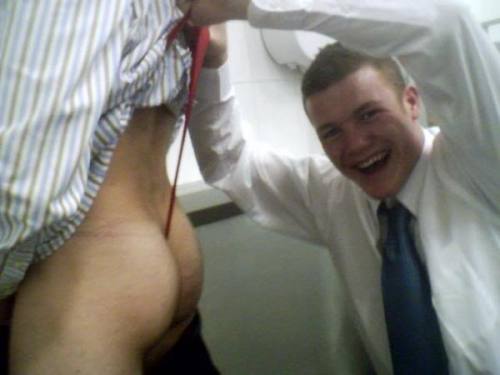 wedgieboy10: Guy gets a devastating thong wedgie! 