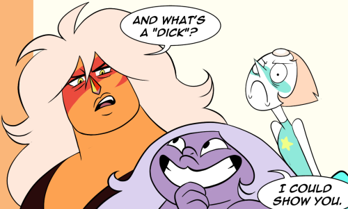 tarajenkins:Quick gag from OpenCanvas, now with director’s cut:Leaving Amethyst in charge would be like introducing aliens to Earth with Dad jokes.   mah cutie purple short stack <3 <3 <3