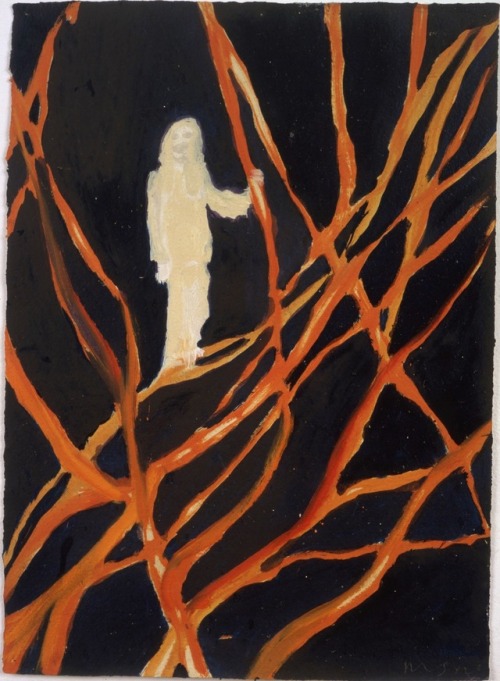 terminusantequem:Peter Doig (British, b. 1959), Figure in Tree, 2002. Oil on paper, 39.5 x 30 cm