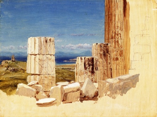 Broken Columns, View from the Parthenon, Athens by Frederic Edwin Church1869oil on paperboardThe Coo