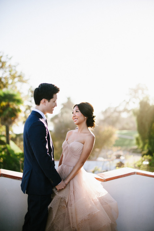 This Malibu wedding is blushing as much as the bride. Photographed by Hannah Arista.