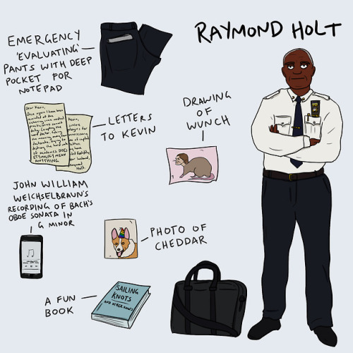 fleamontpotter:99! The gang and what’s in their bags. As always, zoom in for details :) 