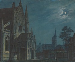 catonhottinroof:  Carl Gustav Carus  (1789 - 1869) Moonlit square in front of a gothic church 