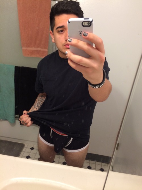 dropalexdead:  dropalexdead:  Cute pic of me from a month or so ago (when I still had hair)… God bless Andrew Christian underwear.  Me, again. Haha. 