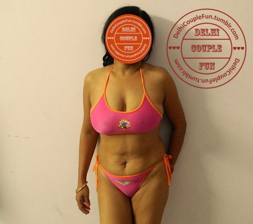 delhicouplefun: Tiny see-through bikini Hot bod.