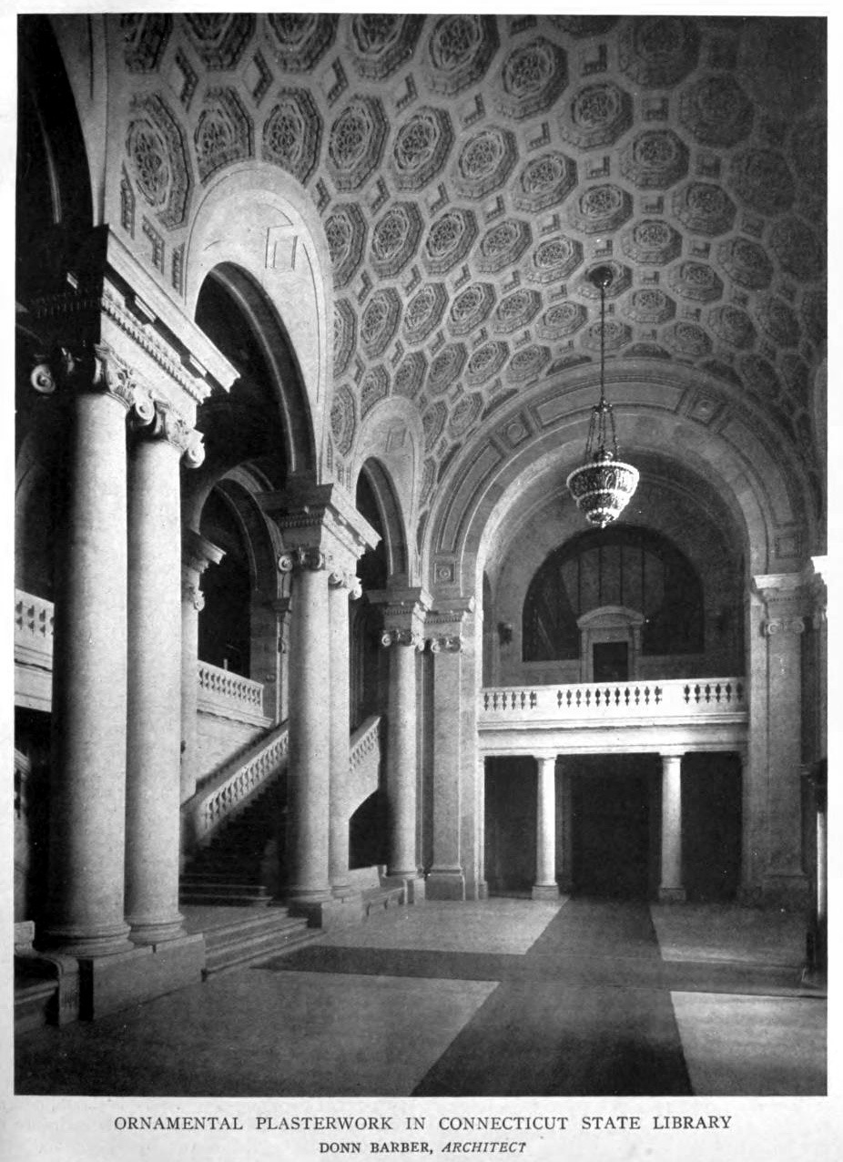 Inside the lobby of the Connecticut State Library