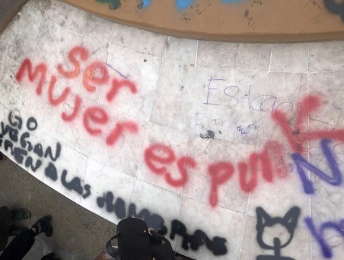 Graffiti painted during a recent feminist demonstration in Mexico City