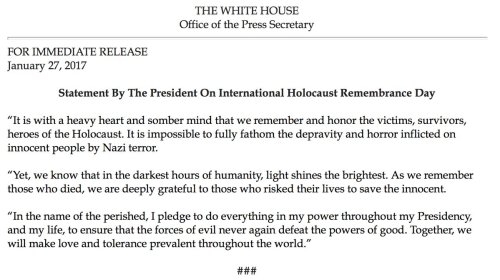 ultraericthered:  danguy96:  yourownpetard:  sciencefitness:  diarrheaworldstarhiphop:  micdotcom:   Trump’s Holocaust Remembrance Day statement fails to mention Jews or anti-Semitism Trump issued a statement Friday marking Holocaust Remembrance Day