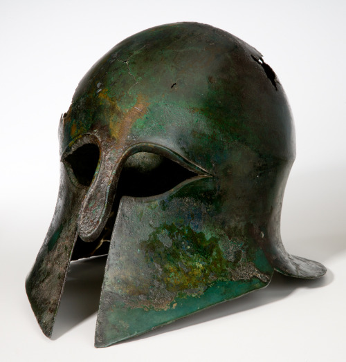 Corinthian style bronze helmet, Greece, 550-450 BCfrom The Worcester Art Museum : Higgins Armory Col