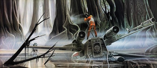 atomic-chronoscaph: Dagobah - The Empire Strikes Back concept art by Ralph McQuarrie (1978) 