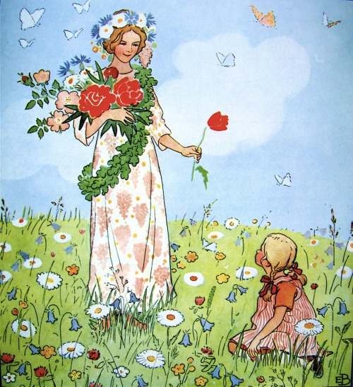 saveflowers1:Art by Elsa Beskow, ‘Flower girls.’