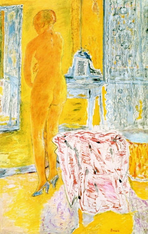 dappledwithshadow:  Nude in YellowPierre Bonnardcirca 1938-1949Private collection Painting - oil on 