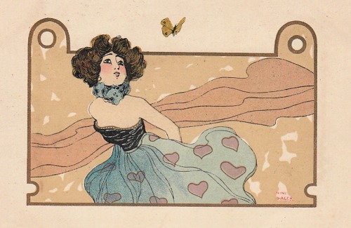 Vintage post card.1901.Série de six cartes postales.Art by Raphaël Krichner.(Nini Hager)