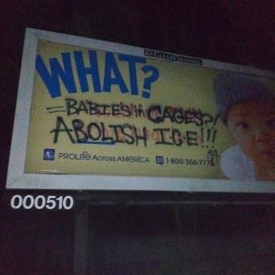 “What? Babies in Cages?! Abolish ICE!!!” Billboard in New York