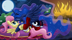 fimfan:  sillymessenger:  Hearth’s Warming Night by *JunglePony  So hows the moon? I worked extra hard on it xD  Ohhhhh gosh &lt;3