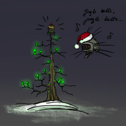 dudes-in-the-wasteland:  The adventures of the mysterious Christmas hat continue. 