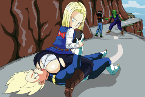 Androids Having FunVegeta has his arms broken and also his pride with a big android ass in his face!