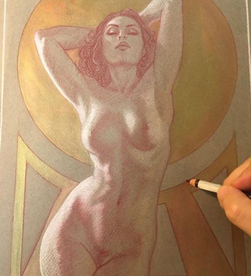 Nude decò mixed media on toned paper,enjoy. . . . . . #arte #artdeco #lucastrati #lucastratia