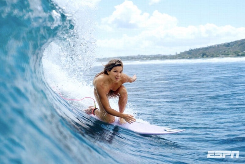 these-will-be-the-year5:  Coco surfs naked for ESPN