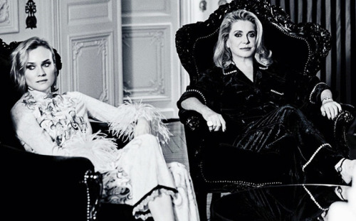 Catherine Deneuve and Diane Kruger photographed by Lucian Bor for Madame Figaro (2017)