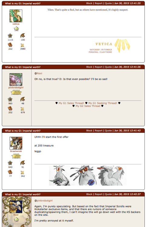 cassowarhea: These are the screenshots I have of the thread + misc. dragons. It’s certainly no