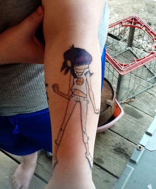 Tattoo uploaded by Gavin Brelsford  Little noodle art illustration  noodle gorillaz noodle 2D bandtattoo linework lineworktattoo  blackandgrey blackwork bournemouth uk uktta  Tattoodo