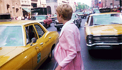 ccavill:  When Farrow was reluctant to film a scene that depicted a dazed and preoccupied Rosemary wandering into the middle of a Manhattan street into oncoming traffic, Polanski pointed to her pregnancy padding and reassured her, “no one’s going