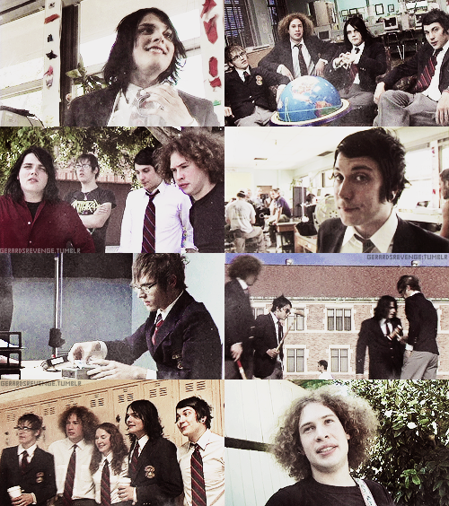 gerardsrevenge:  My Chemical Romance during the making of the 'I'm Not Okay' video.