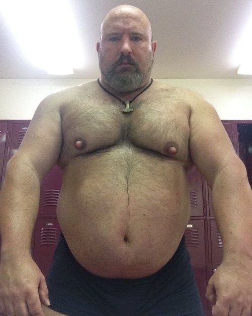 BigLittleTim in the locker room admiring his tits.