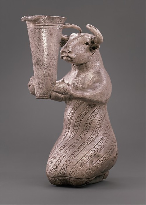 Kneeling bull holding a spouted vessel 3100–2900 b.c.; Proto-Elamite period Southwestern Iran