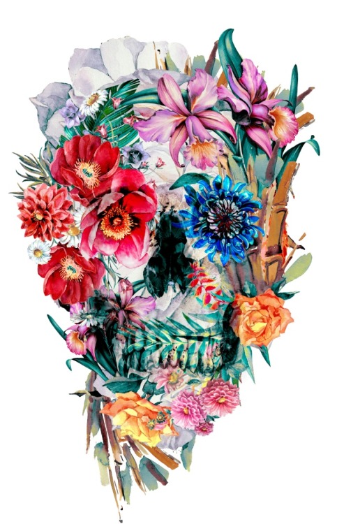 artsnskills: FLORAL SKULL ILLUSTRATIONS BY RIZA PEKER  More by the Artist Here 