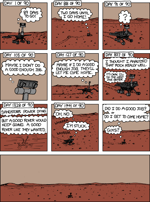 science-junkie:  pennyfornasa:This Comic Of The Spirit Rover’s Life On Mars Will
