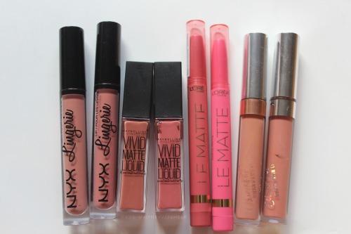 xoxo-whitney:nude/pink lip products from nyx, maybelline, loreal, & colourpop!