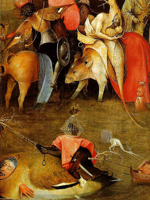 “Temptation of Saint Anthony” (detail of the central panel), Hieronymus Bosch. (via)